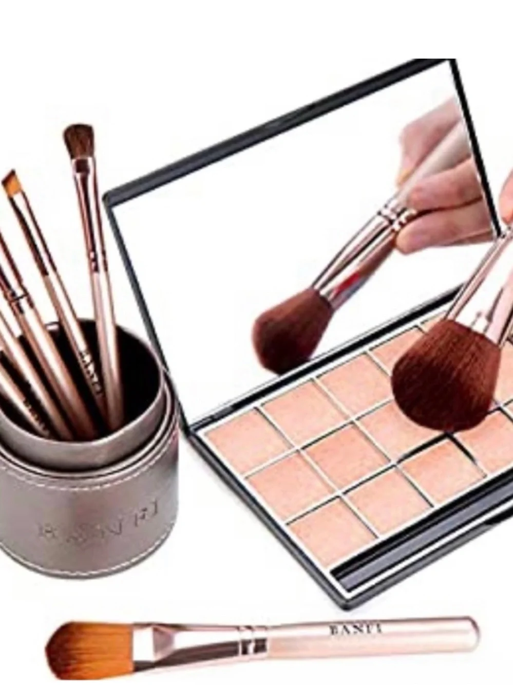 Rose Metallic Makeup Brush Set with Travel Case - 7-Piece
